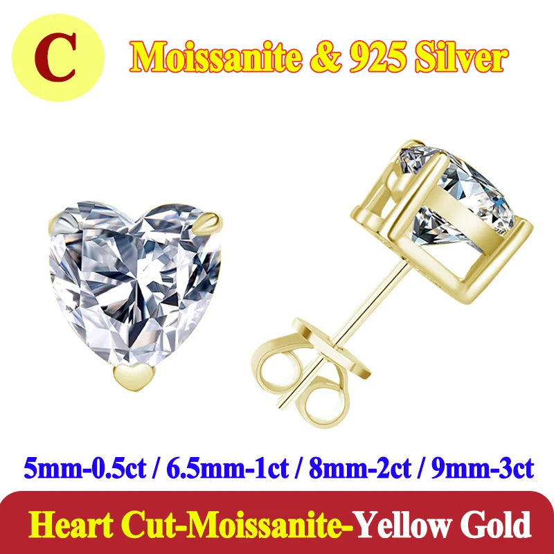 Luxury 0.5-3 Carats Marquise Heart Pear Moissanite Women Diamond Earring Stud 925 Sterling Silver Earrings for Women Jewelry New