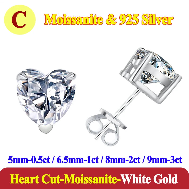 Luxury 0.5-3 Carats Marquise Heart Pear Moissanite Women Diamond Earring Stud 925 Sterling Silver Earrings for Women Jewelry New
