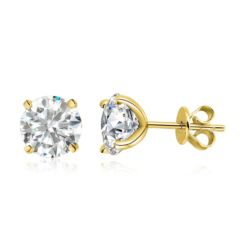 Smyoue 0.2-3CT Rose Gold Color Moissanite Stud  Sparkling Classic Wedding Lab Diamond Earring Pure 925 Silver