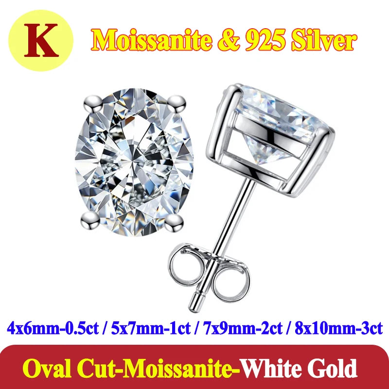 Luxury 0.5-3 Carats Marquise Heart Pear Moissanite Women Diamond Earring Stud 925 Sterling Silver Earrings for Women Jewelry New