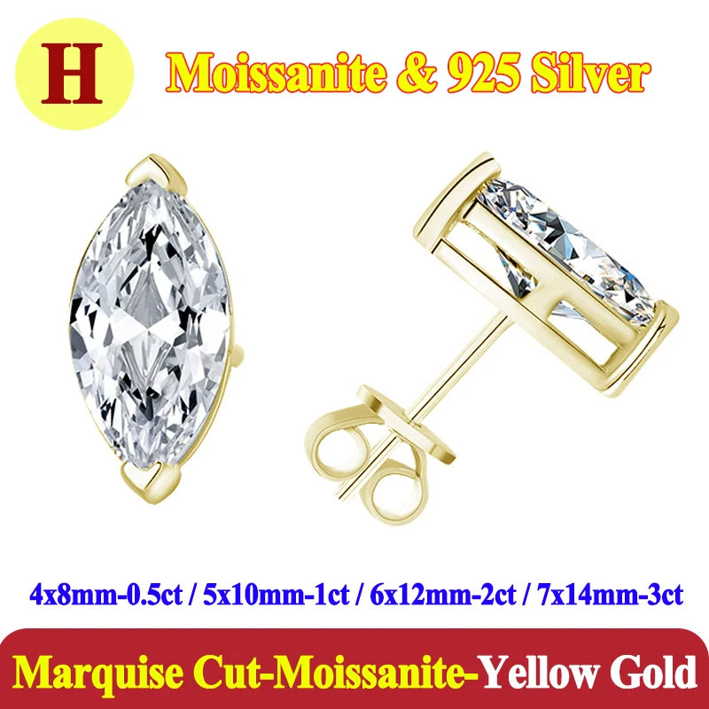 Luxury 0.5-3 Carats Marquise Heart Pear Moissanite Women Diamond Earring Stud 925 Sterling Silver Earrings for Women Jewelry New